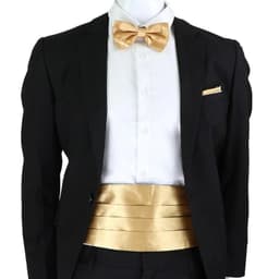 Set faja formal ajustable poliester corbatin y pano para matrimonio Dorado TALLA UNICA