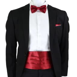 Set faja formal ajustable poliester corbatin y pano para matrimonio Rojo TALLA UNICA