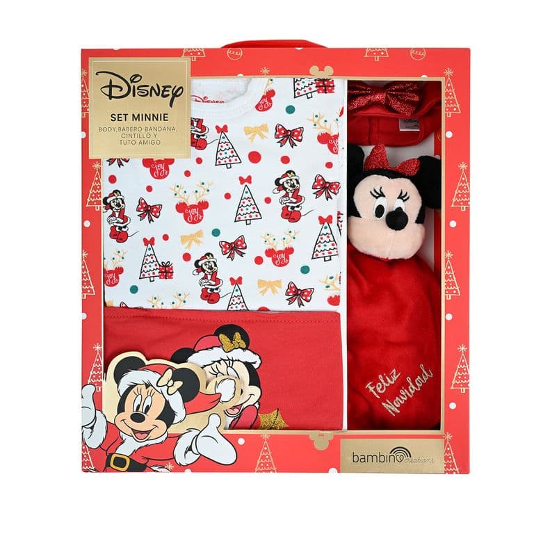 Set 4 Piezas Navidad Minnie Muerdago Nina 3-6M Rojo 3-6 MESES