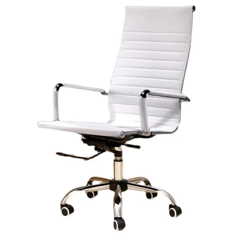 Silla Oficina Ejecutiva aluminio con apoya brazos Blanca Chic Home - Blanco