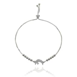 Pulsera Luna Estrella Bolitas Plata Fina 925 Adaptable Plateado TALLA UNICA
