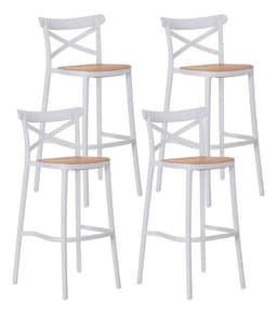 Pack 4 Taburete piso de Bar Sena 65 cm Polipropileno - Blanco
