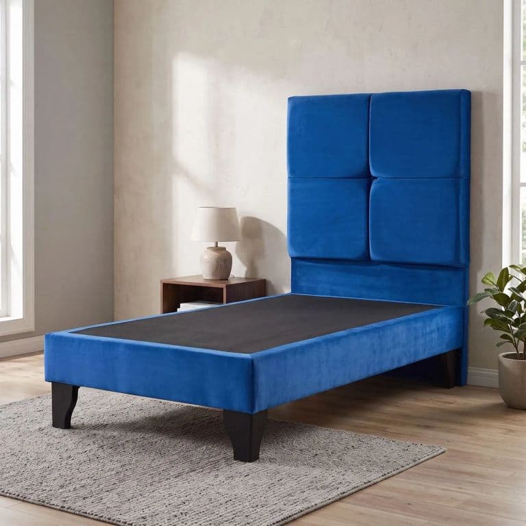 Base con Respaldo Zeus 1.5 Plazas Felpa Azul 105x190 Cm Infantil Patas Incluidas