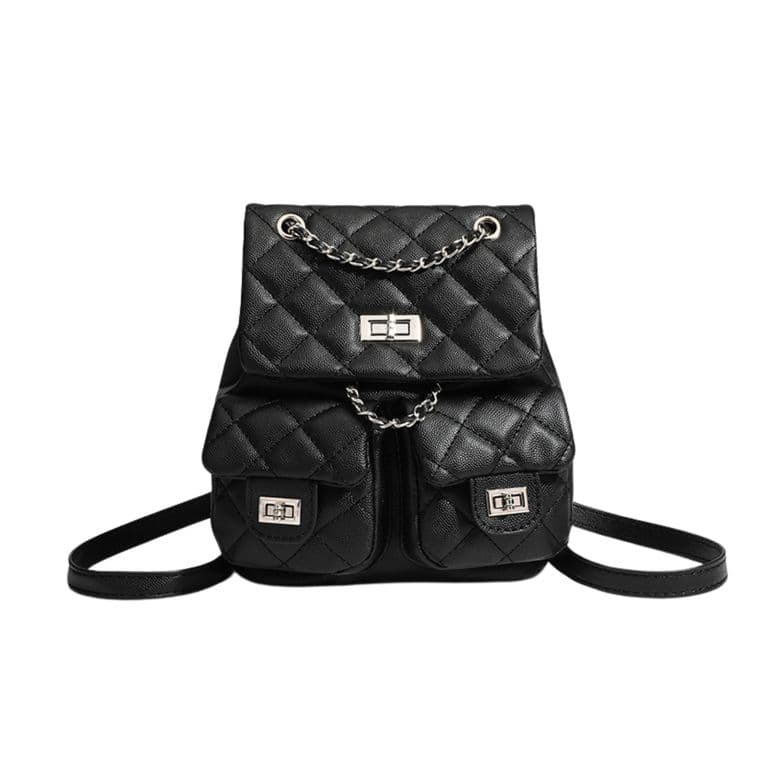 Cartera De Cuero Pu Tipo Mochila Urbana Elegante Para Dama Negro TALLA UNICA