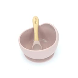 Plato silicona con cuchara Rosa