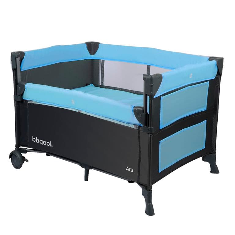 Cuna Playard Colecho Ara Azul + Colchon de Espuma Azul claro