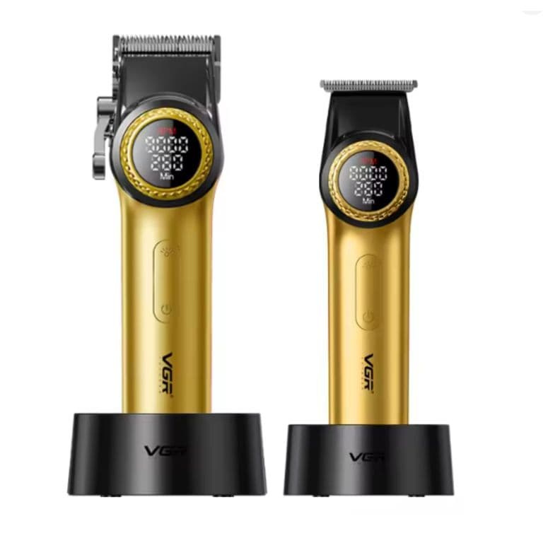 Barber Combo Dorado VGR Pro Cortapelo V-001 + Patillera V-977