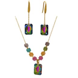 Conjunto Mia collar y aros cristales austriacos chapado en oro 18k Multicolor TALLA UNICA