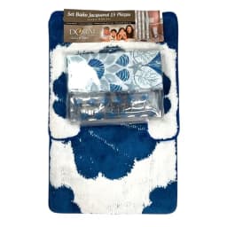 Set de Bano 15pcs Jacquard Marino Azul Blanco