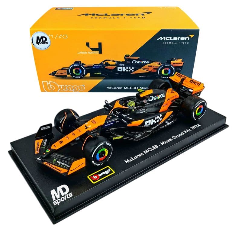 Auto F1 Mclaren MCL38 2024 Miami #4 Norris Caja Acril 1:43