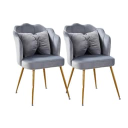 Pack de 2 Silla Sitial Fancy terciopelo base Dorada - Gris