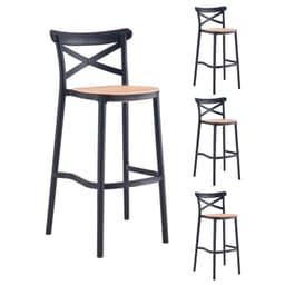 Pack 4 Taburete piso de Bar Sena 65 cm Polipropileno - Negro