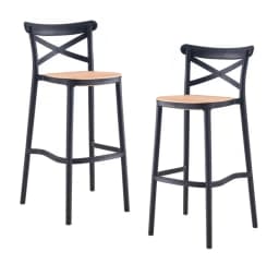 Pack 2 Taburete piso de Bar Sena 65 cm Polipropileno - Negro