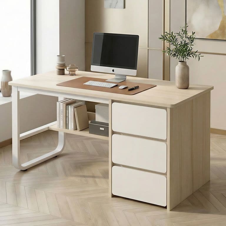 Escritorio Pata Metal Oficina Cajon 140x50x74cm