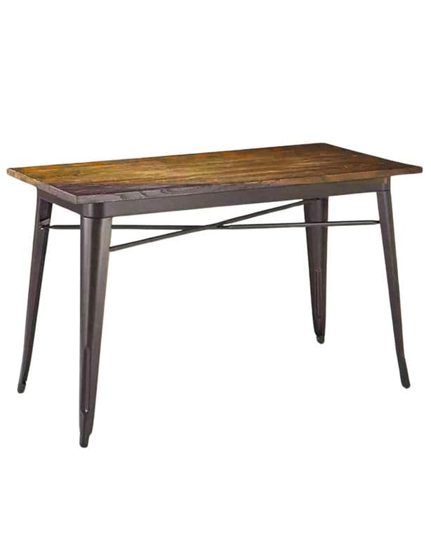 Mesa Tolix Rectangular Negro Madera Oscura 140x90 cm