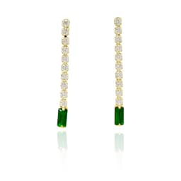 Aros Largo Colgante Rectangulo Circon Blanco Verde Enchapado Oro 18K Blanco TALLA UNICA