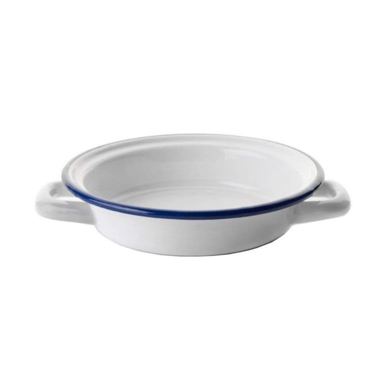 Paila Acero Esmaltado Blanco y Azul 14cm