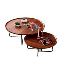 Juego Mesa De Centro Living 80+60cm color madera Chic Home