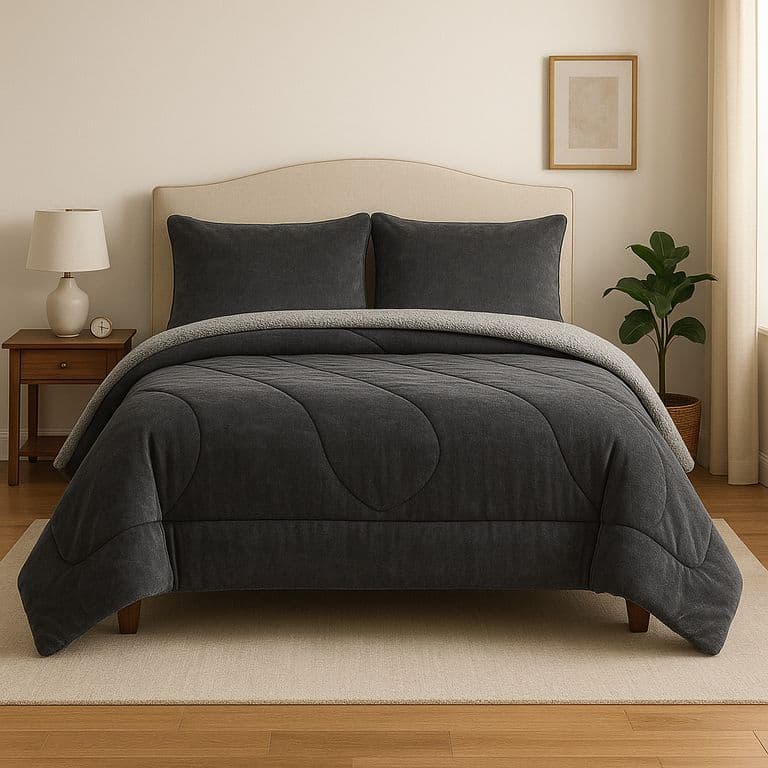 Cobertor Sherpa 2 Plazas Gris Perla Reversible Gris 2 PLAZAS