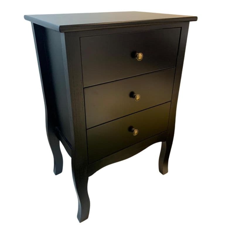 VELADOR DORMITORIO IMPERIA 3 CAJONES NEGRO