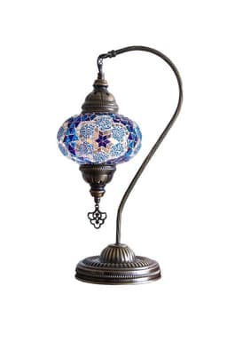 Lampara turca cisne M prisma azul y turquesa + ampolleta