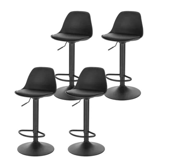 Pack 4 Taburete elegante altura regulable Moby - Negro