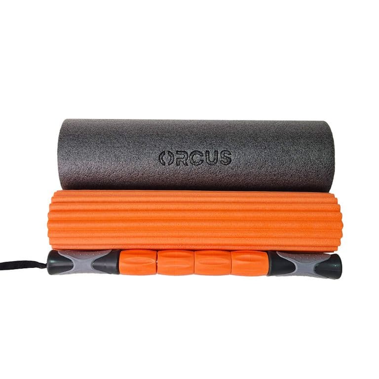 SET 3 EN 1 FOAM ROLLER + RODILLO + MASAJEADOR NARANJO