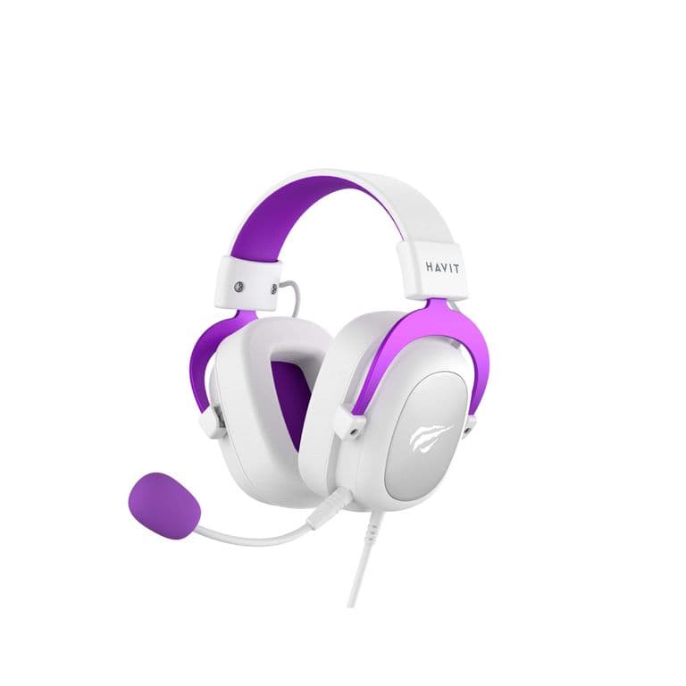 Audifonos Gaming Headphones Microfono 53mm H2002dPU Blanco/Morado