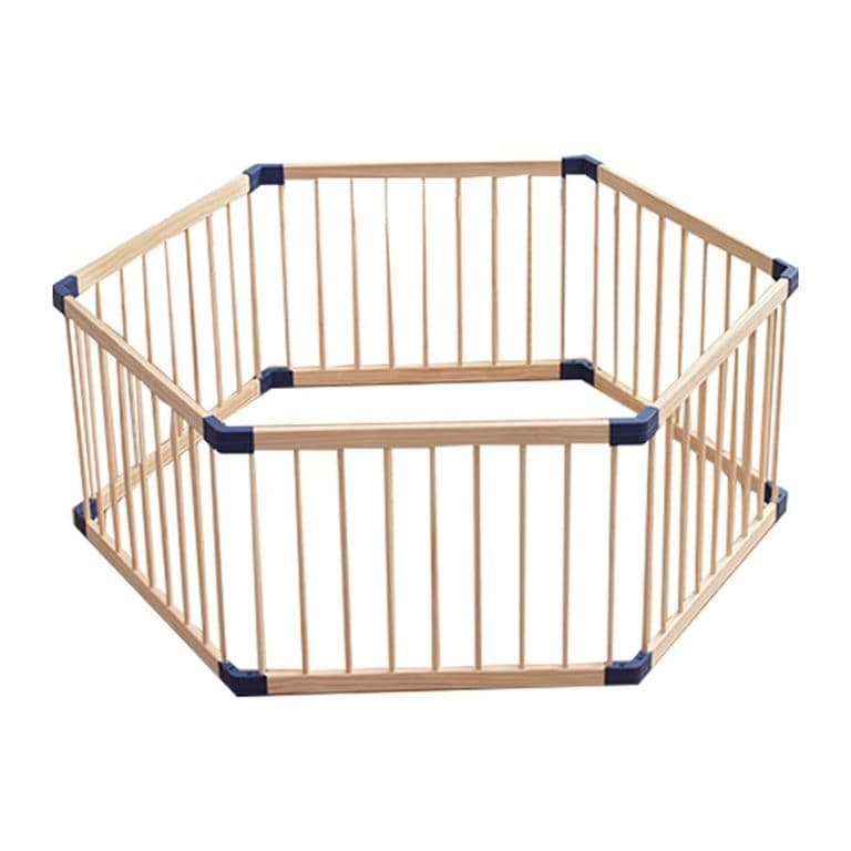 Corral portatil de madera hexagonal para ninos