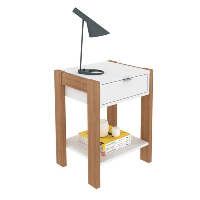 Velador 1 cajon Blanco/Almendra AZ1023