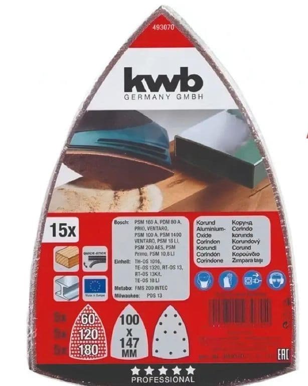 Set 15 Lijas Tipo Triangulo 100x147mm - Grano 60-120-180