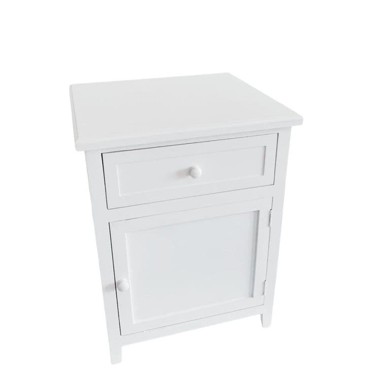 SET 2 VELADORES DORMITORIO RECCO CAJON PUERTA BLANCO