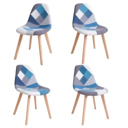 Pack 4 unidades Silla Comedor Eames PatchworK Azul