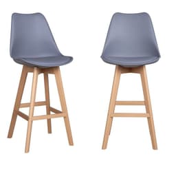 Pack x 2 Taburetes acolchado con respaldo Eames Tulip Gris
