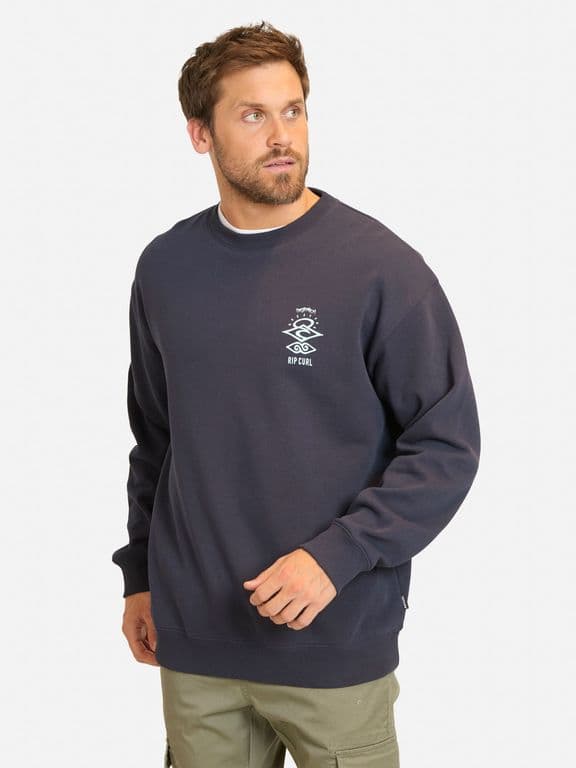 Poleron CR Search Logo Loose Crew Azul Hombre - Azul Azul S