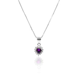 Collar Lady Corazon Circon Morado Plata Fina 925 Morado TALLA UNICA