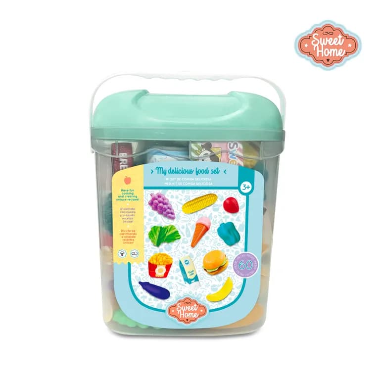 Set Comida Infantil 60 Pzs con Balde Organizador