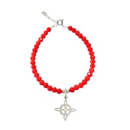 Pulsera Cristal Rojo Nudo De Bruja Colgante Plata Fina 925 Rojo TALLA UNICA