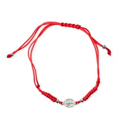 Pulsera Medalla Virgen De Los Rayos Plata Fina 925 Cordon Rojo Rojo TALLA UNICA