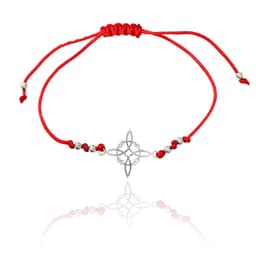Pulsera Nudo De Bruja Bolitas Plata Fina 925 Cordon Rojo Rojo TALLA UNICA