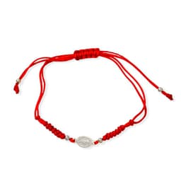 Pulsera Medalla Virgen De Guadalupe Plata Fina 925 Cordon Rojo Rojo TALLA UNICA