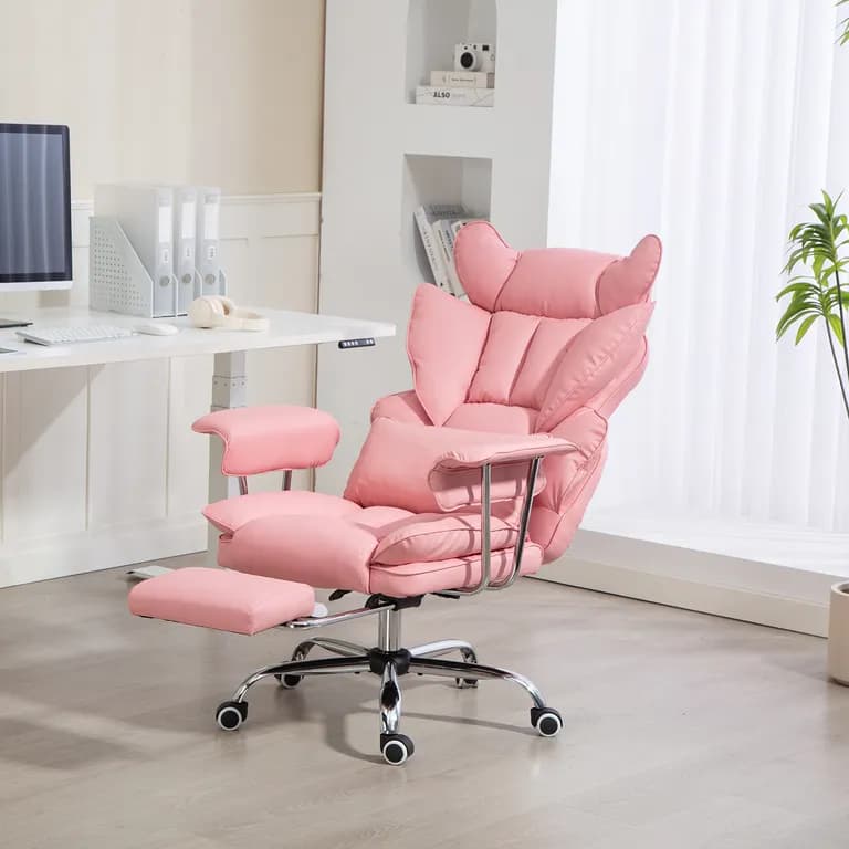 Silla Escritorio Ejecutiva Emilio Premium+ Oficina Ergonomica Pu Rosa