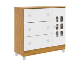 Comoda Maria 4 Cajones Con Puerta Blanca Miel