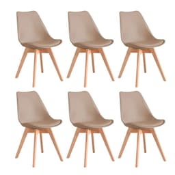 Pack de 6 sillas de comedor acolchada Tulip Beige