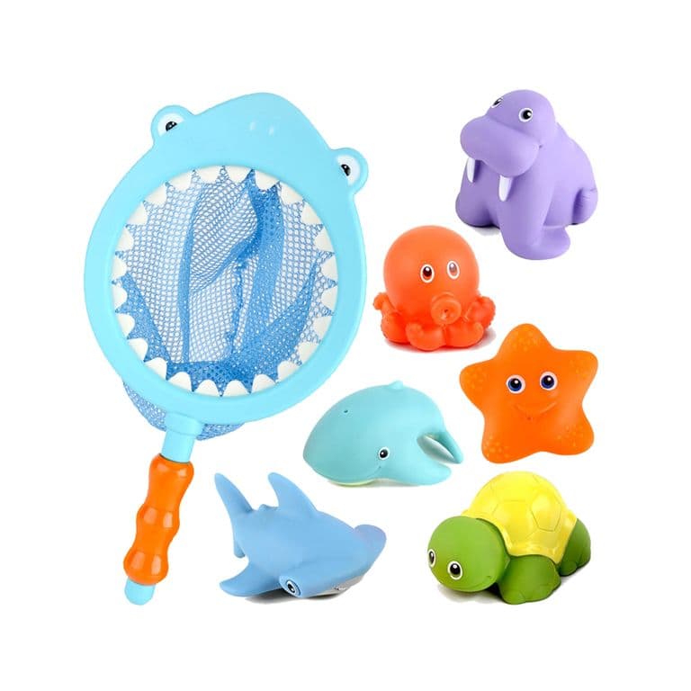 Juego de Pesca con Red Tiburon y Animalitos Juguete Bebe