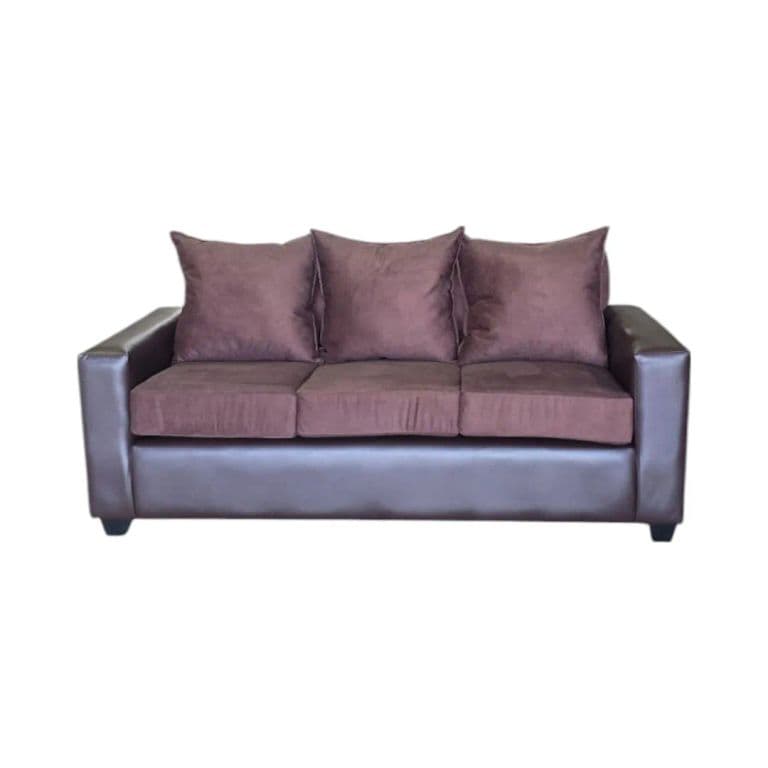 SOFA STEFANNY EN FELPA Y ECOCUERO CHOCOLATE Cafe