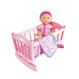 Juguete Muneca Bebe 29 cm con Cuna, Manta y Pijama