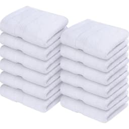 Juego De 12 Toallas Faciales 32x32cm Algodon 500g Bano Blanco