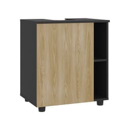 Mueble Para Lavamanos 1 Puerta 4 Espacios Negro Y Cafe Claro