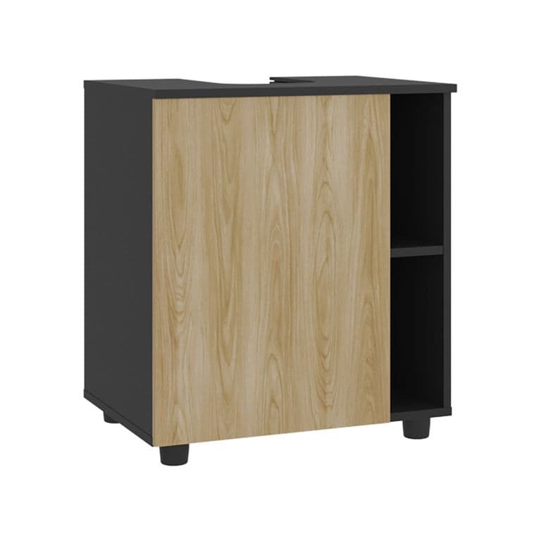 Mueble Para Lavamanos 1 Puerta 4 Espacios Negro Y Cafe Claro